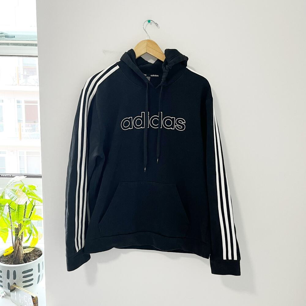 Adidas Men's Black Logo Hoodie Sweatshirt Size Medium
